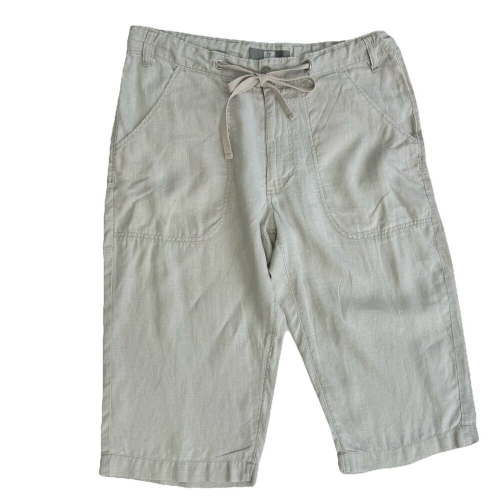Tristan 100% Linen Capri Pants size medium drawstring waist
